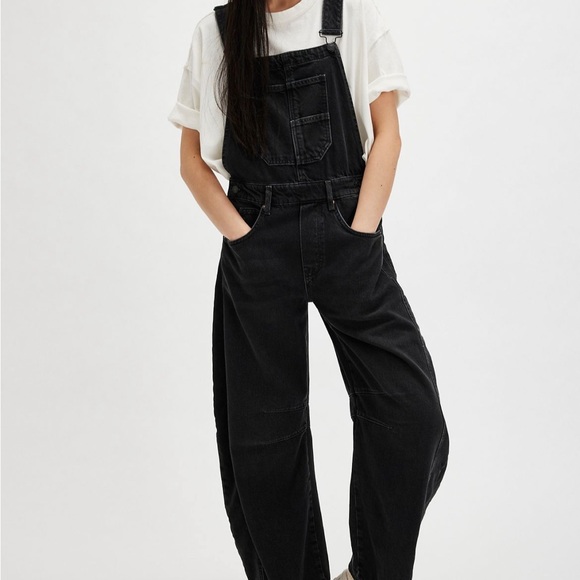 We The Free Denim - Free people good luck barrel overalls black size SMALL SHORT